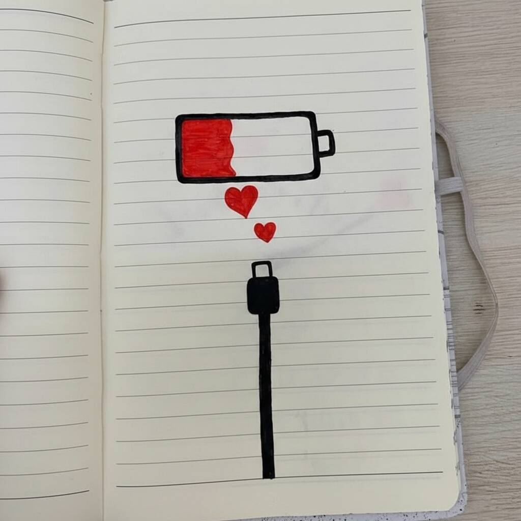 Desenho Fácil para desenhar de uma bateria com corações
