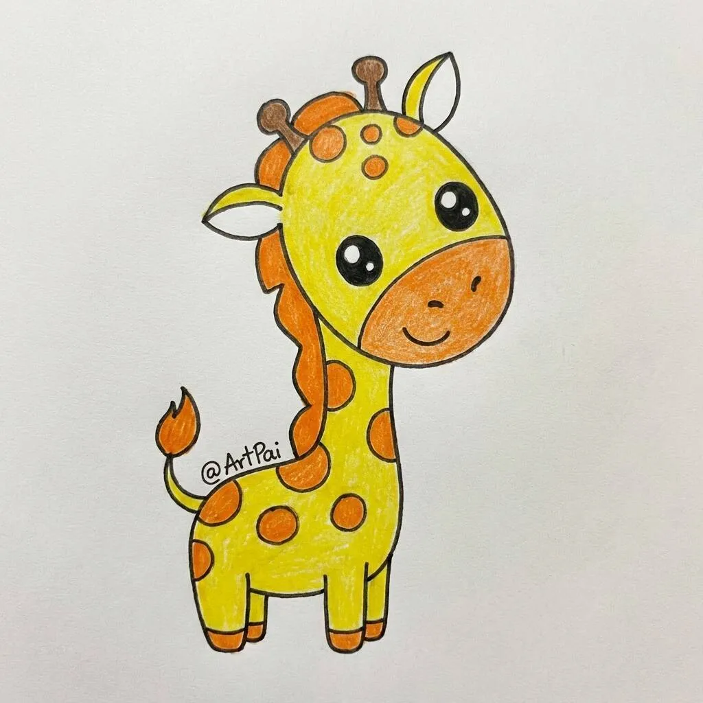 Desenho Fácil para desenhar de uma girafa Desenho Fácil para desenhar de uma girafa