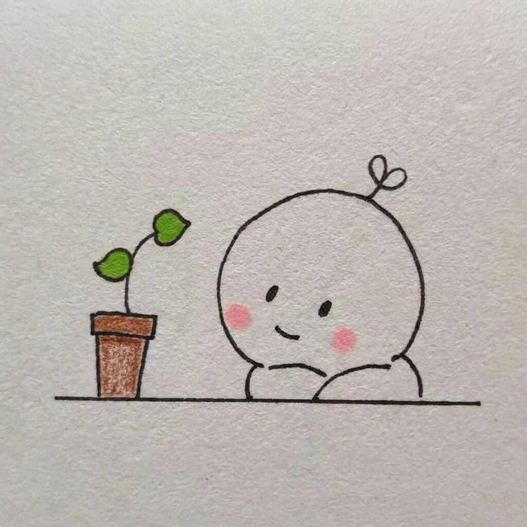Desenho Fácil para desenhar de uma plantinha com sorriso