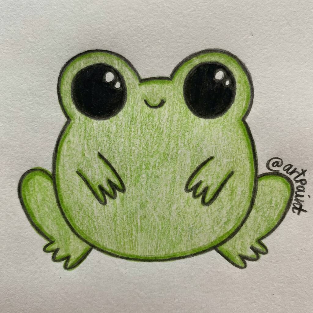 Desenho Fácil para desenhar de uma rã feliz