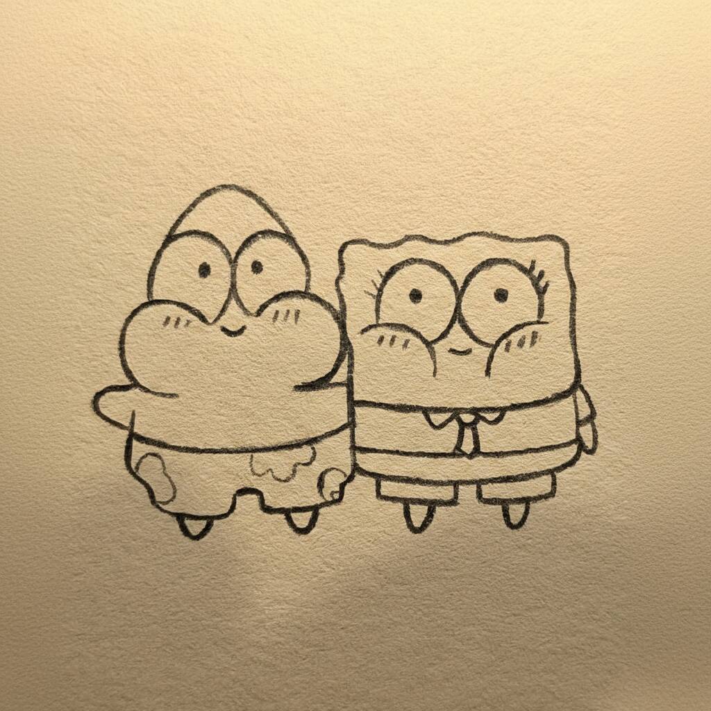 Desenho Fácil para desenhar do Patrick e do Bob Esponja