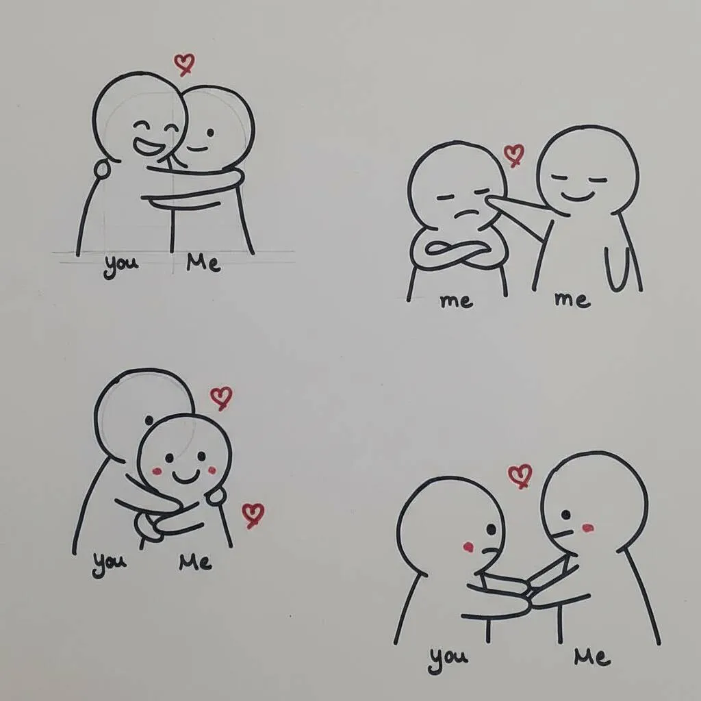 Coisas para Desenhar: Desenho Fofo de Amizade Desenho Fofo de Amizade com personagens abraçando-se