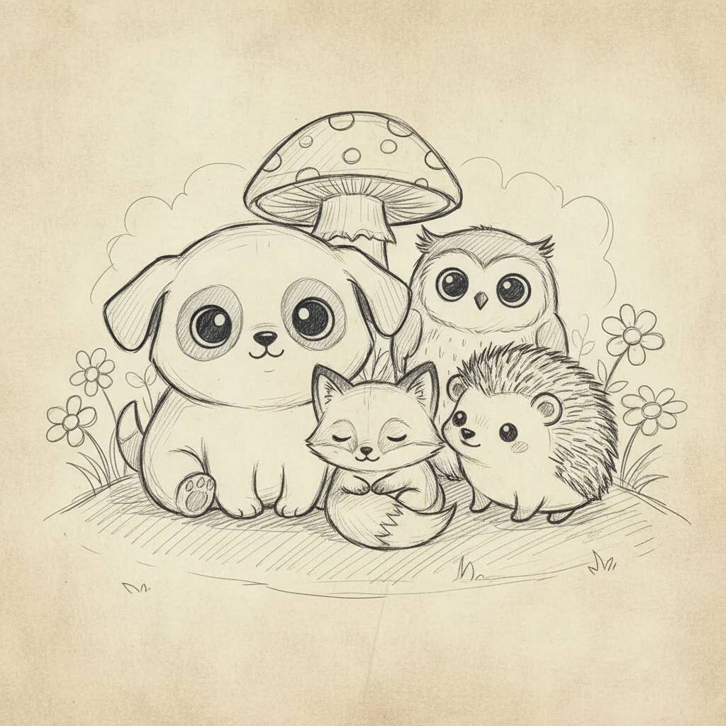 Desenho Fofo para Desenhar de Animais Adoráveis