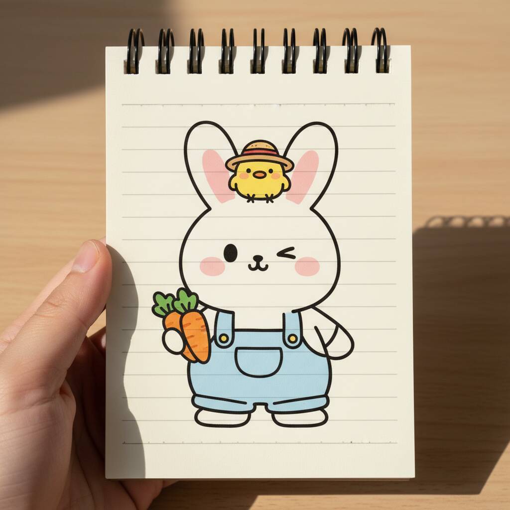 Desenho Fofo para Desenhar de um Coelho com Cenoura