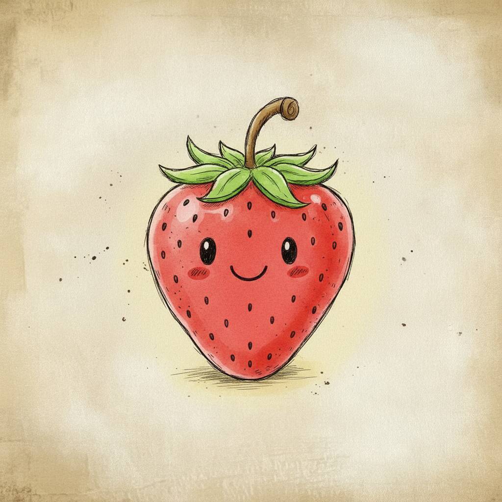 Desenho Fofo para Desenhar de um Morango Sorridente