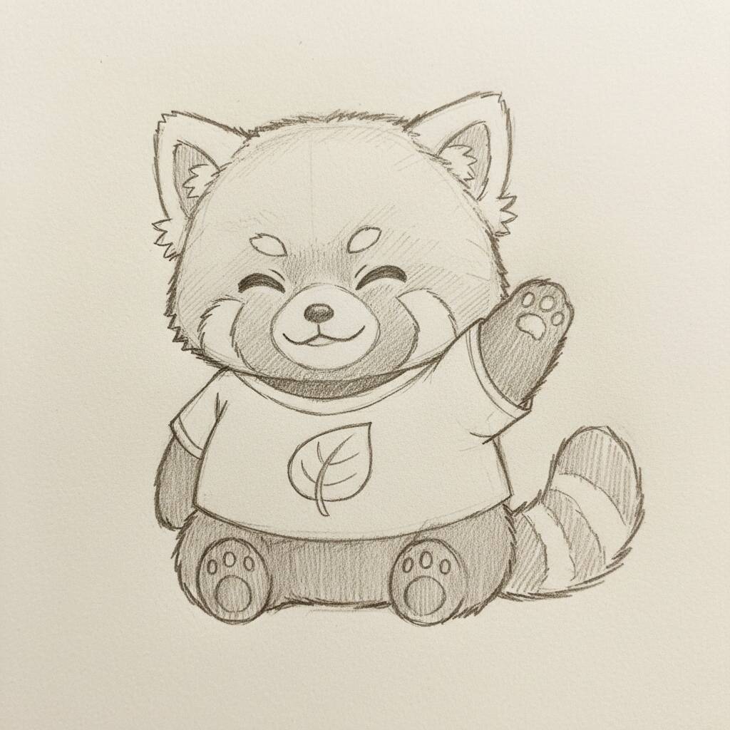Desenho Fofo para Desenhar de um Panda Vermelho