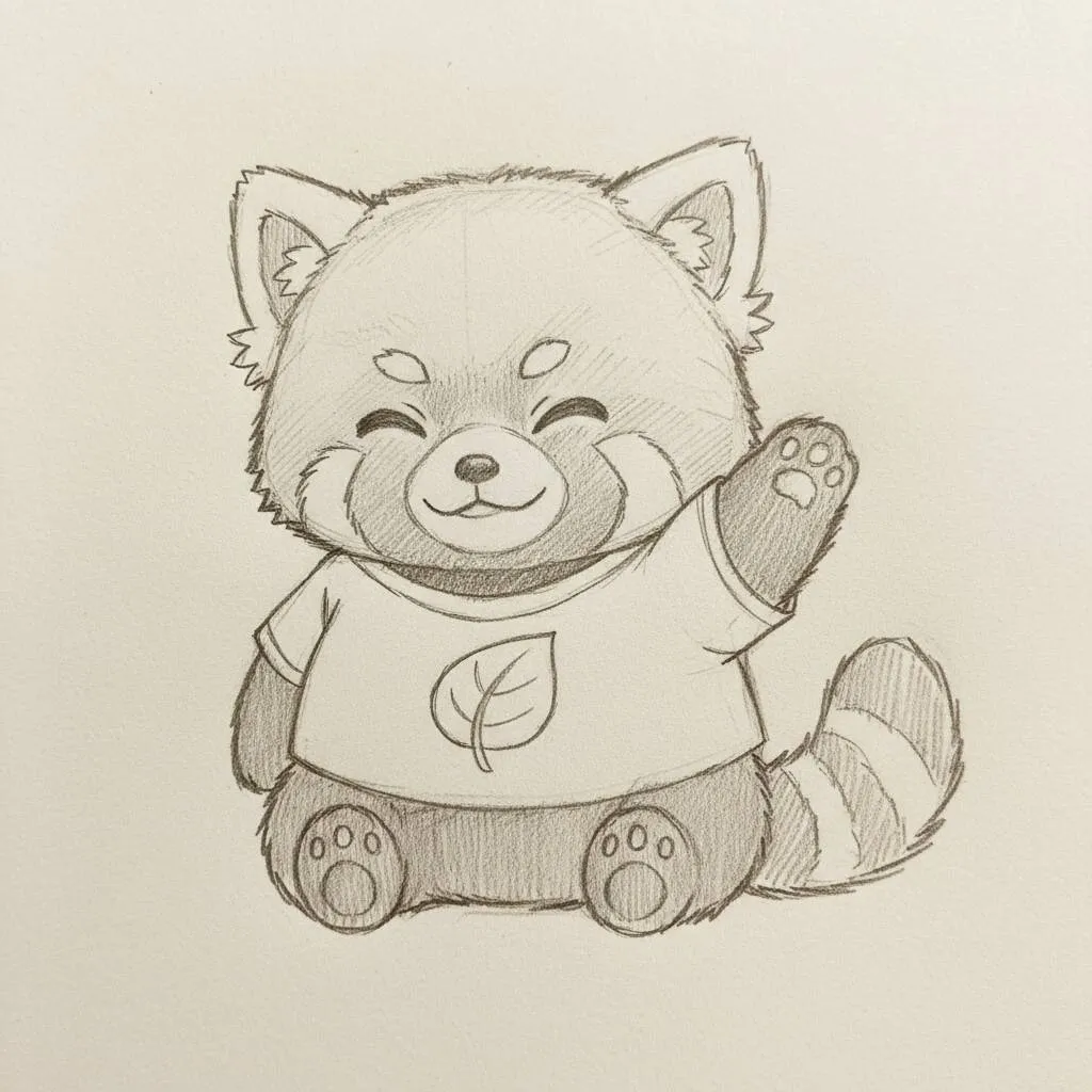 Desenho Fofo para Desenhar de um Panda Vermelho