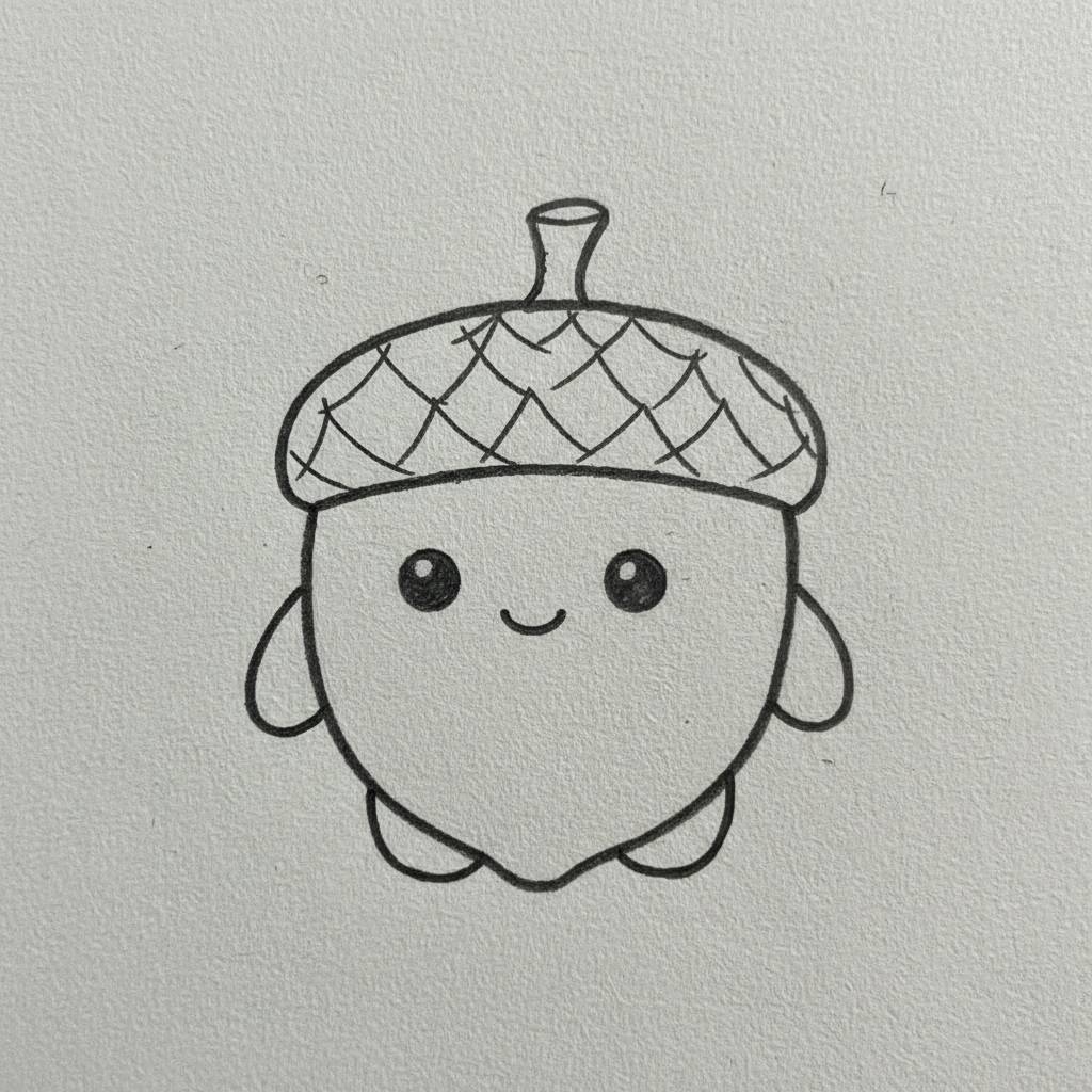 Desenho Fofo para Desenhar de uma bolota sorridente