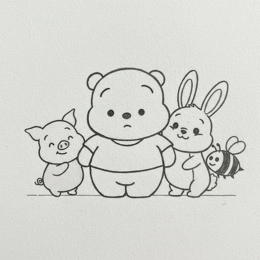 Desenho Fofo para Desenhar do Urso Pooh e Amigos