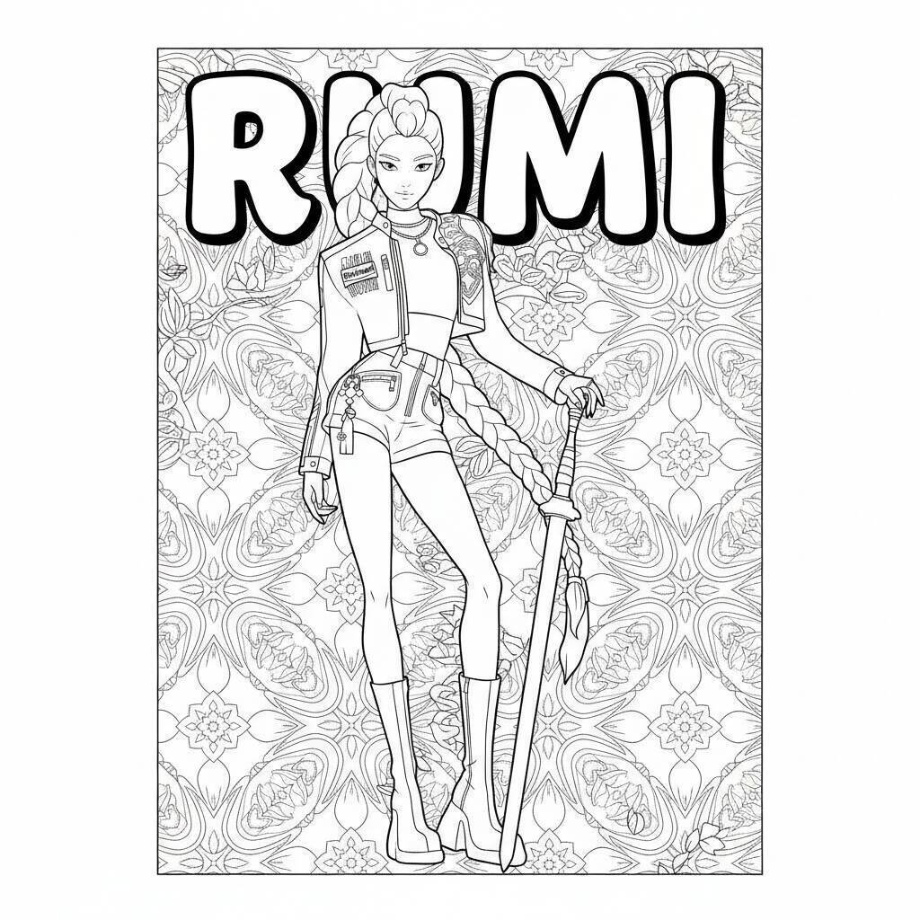Desenho K-pop Demon Hunters da Rumi para colorir