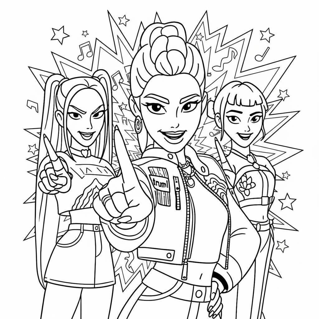 Desenho K-pop Demon Hunters da Rumi para colorir