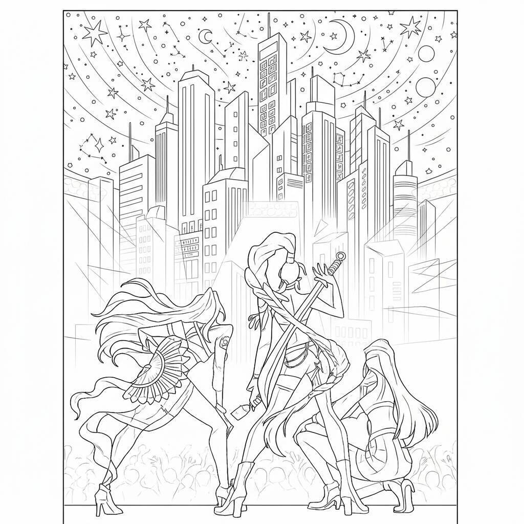 Desenho K-pop Demon Hunters para colorir