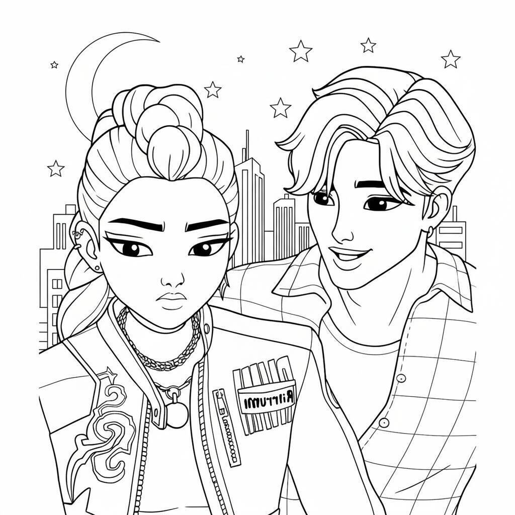 Desenho K-pop Demon Hunters para colorir