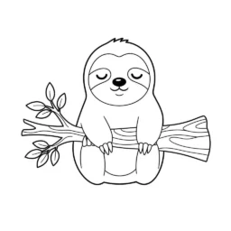 Desenho Kawaii de Bicho-Preguiça para Colorir