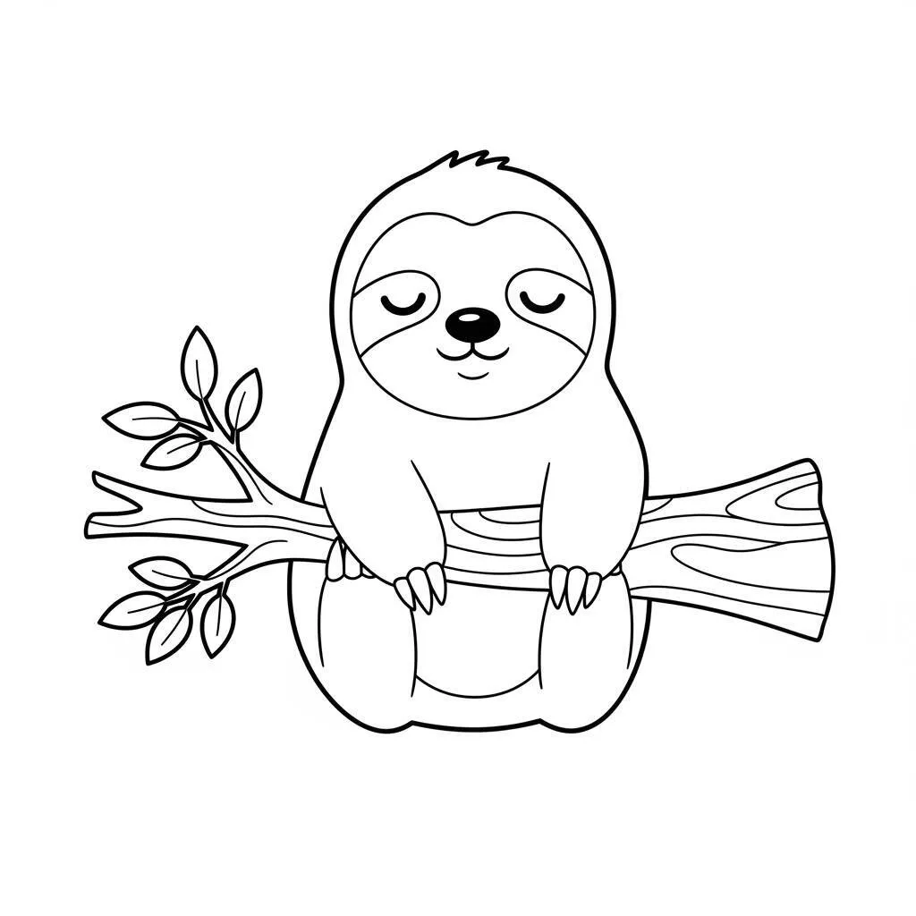 Desenho-Kawaii-de-Bicho-Preguica-para-Colorir Desenho Kawaii de Bicho-Preguiça para Colorir