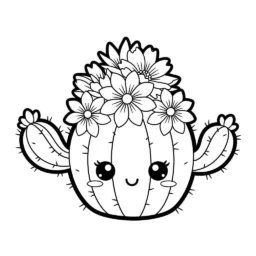 Desenho Kawaii de Cacto para Colorir