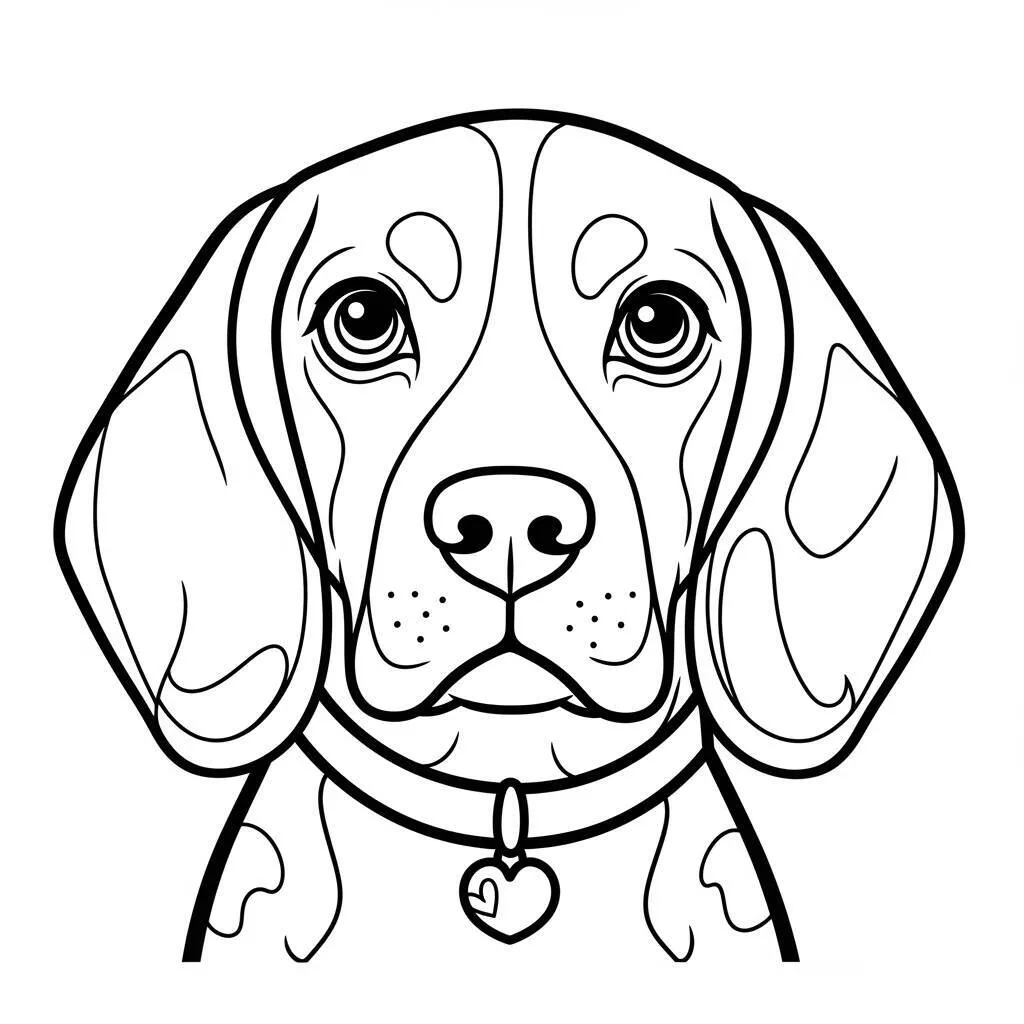 Desenho Kawaii de Cão Beagle para Colorir