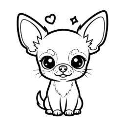 Desenho Kawaii de Cão Chihuahua para Colorir