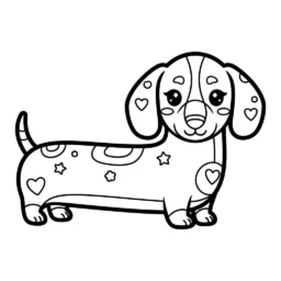 Desenho Kawaii de Cão Dachshund para Colorir