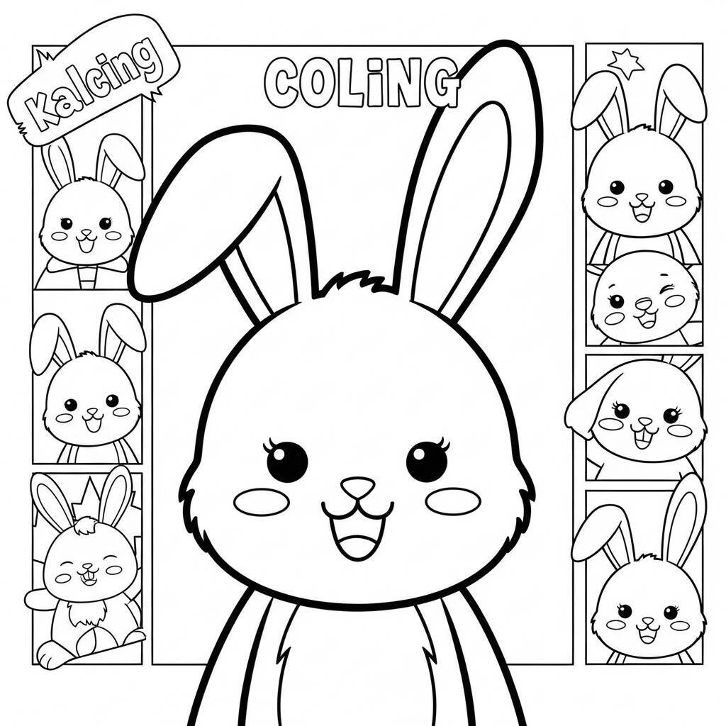 Desenho Kawaii de Coelho para Colorir