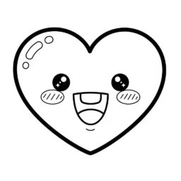 Desenho Kawaii de Coração para Colorir