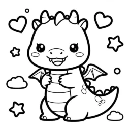 Desenho Kawaii de Dragão para Colorir