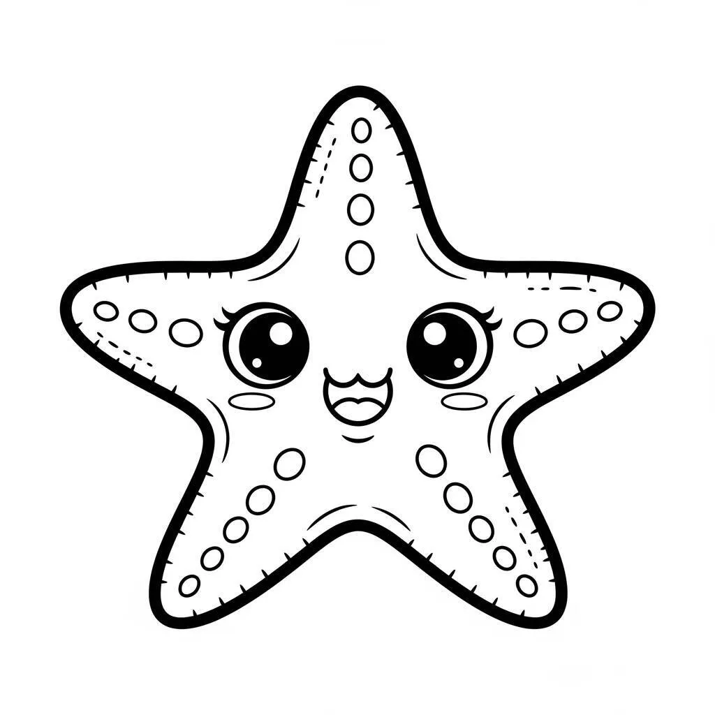 Desenho Kawaii de Estrela do Mar para Colorir