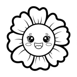 Desenho Kawaii de Flor para Colorir