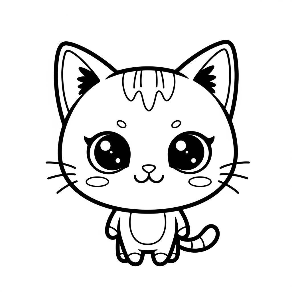 Desenho Kawaii de Gato para Colorir