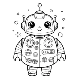 Desenho Kawaii de Robô para Colorir