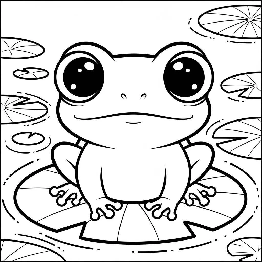 Desenho-Kawaii-de-Sapo-para-Colorir Desenho Kawaii de Sapo para Colorir