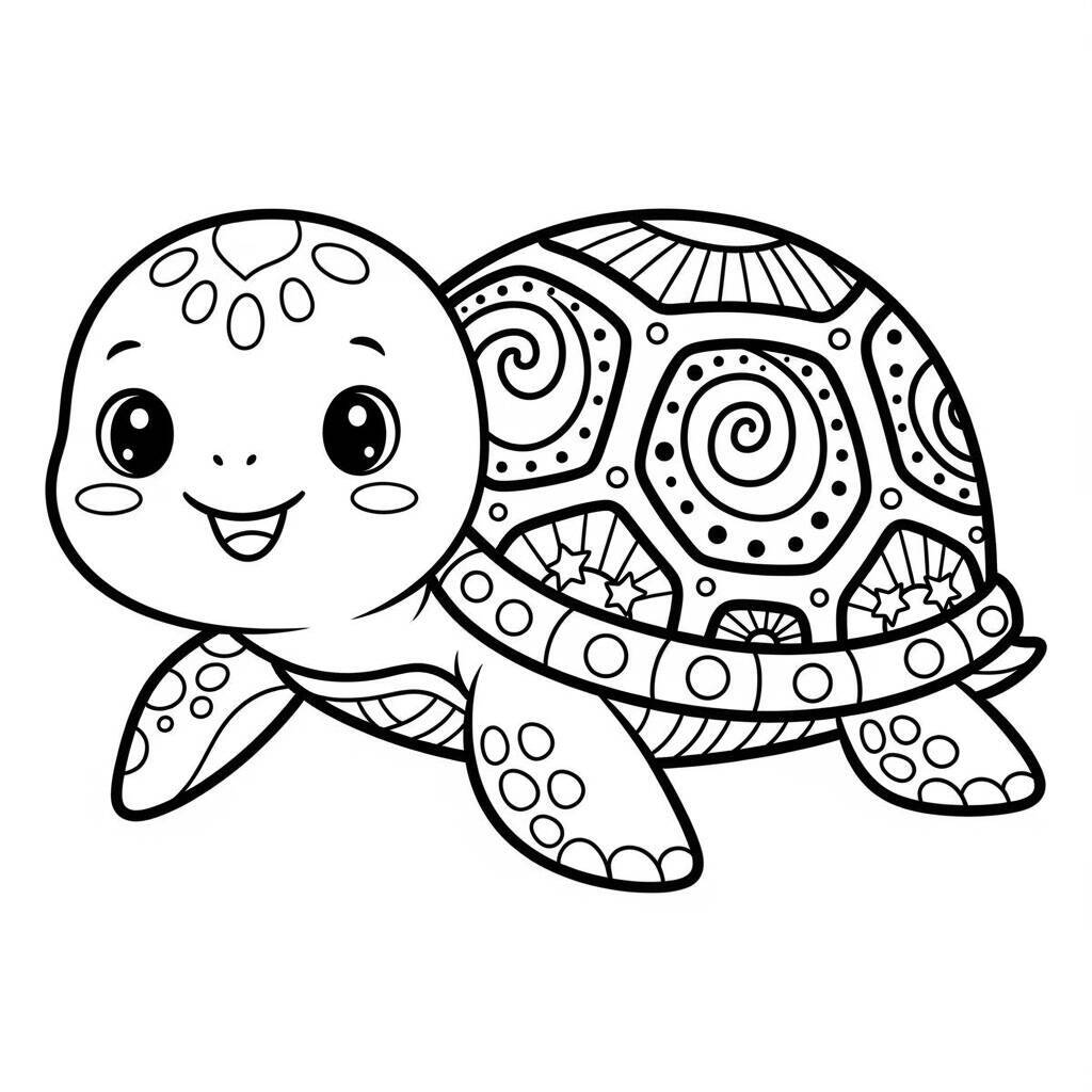 Kawaii-Schildkröten-Malseite