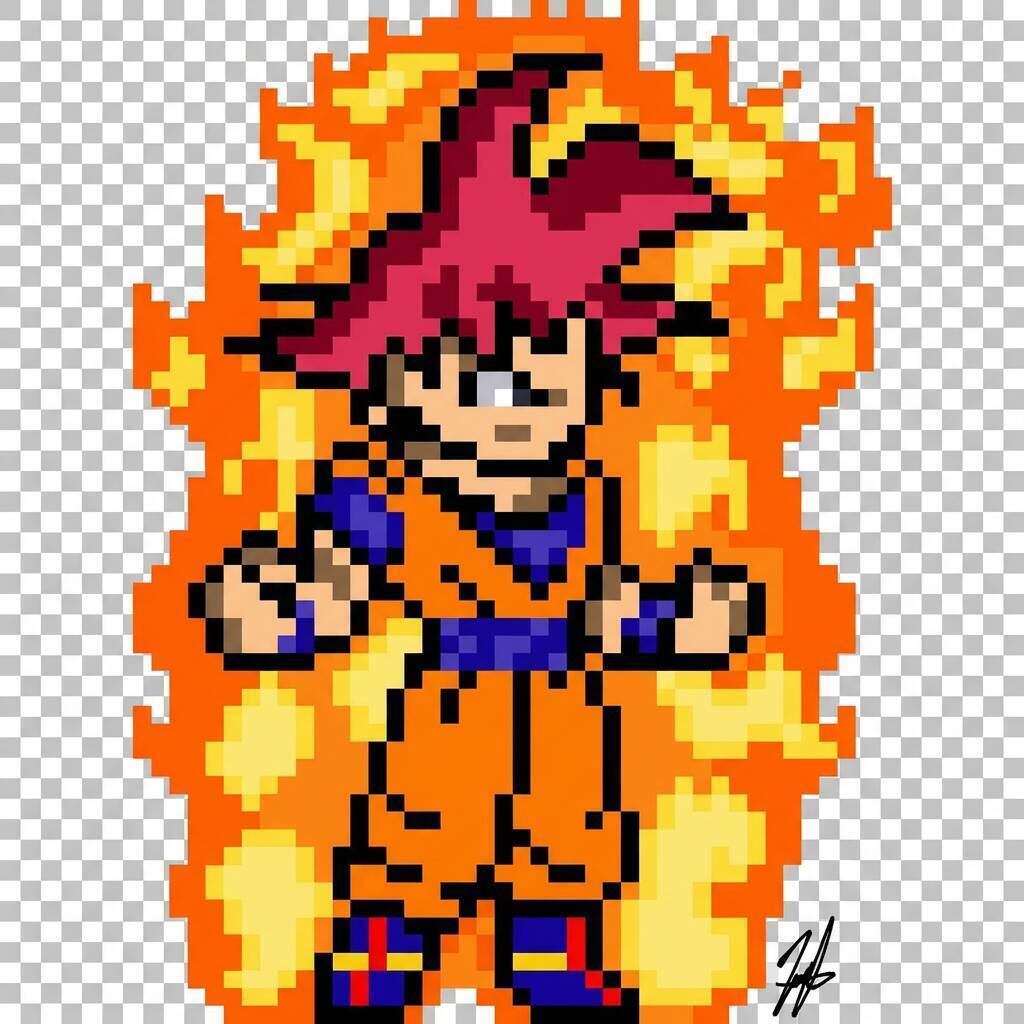 Desenho Pixel Art do Goku Super Saiyajin para colorir