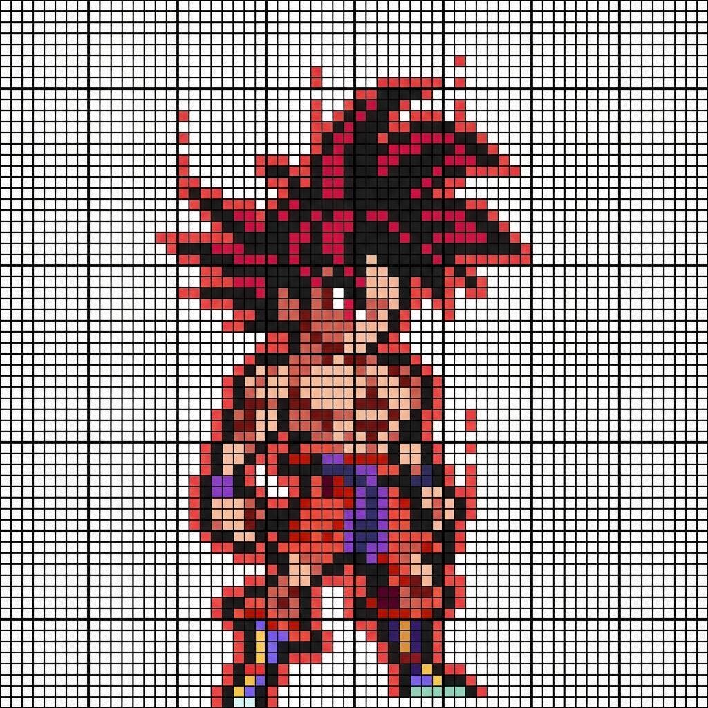 Desenho Pixel Art do Goku Super Saiyajin para colorir