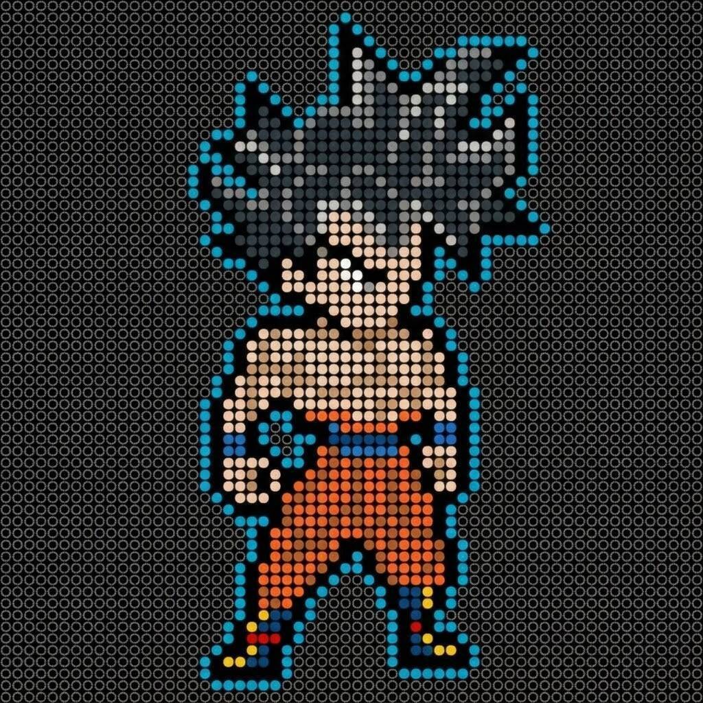 Desenho Pixel Art do Goku Super Saiyajin para colorir