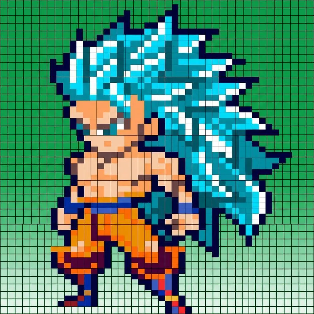 Desenho Pixel Art do Goku Super Saiyajin para colorir