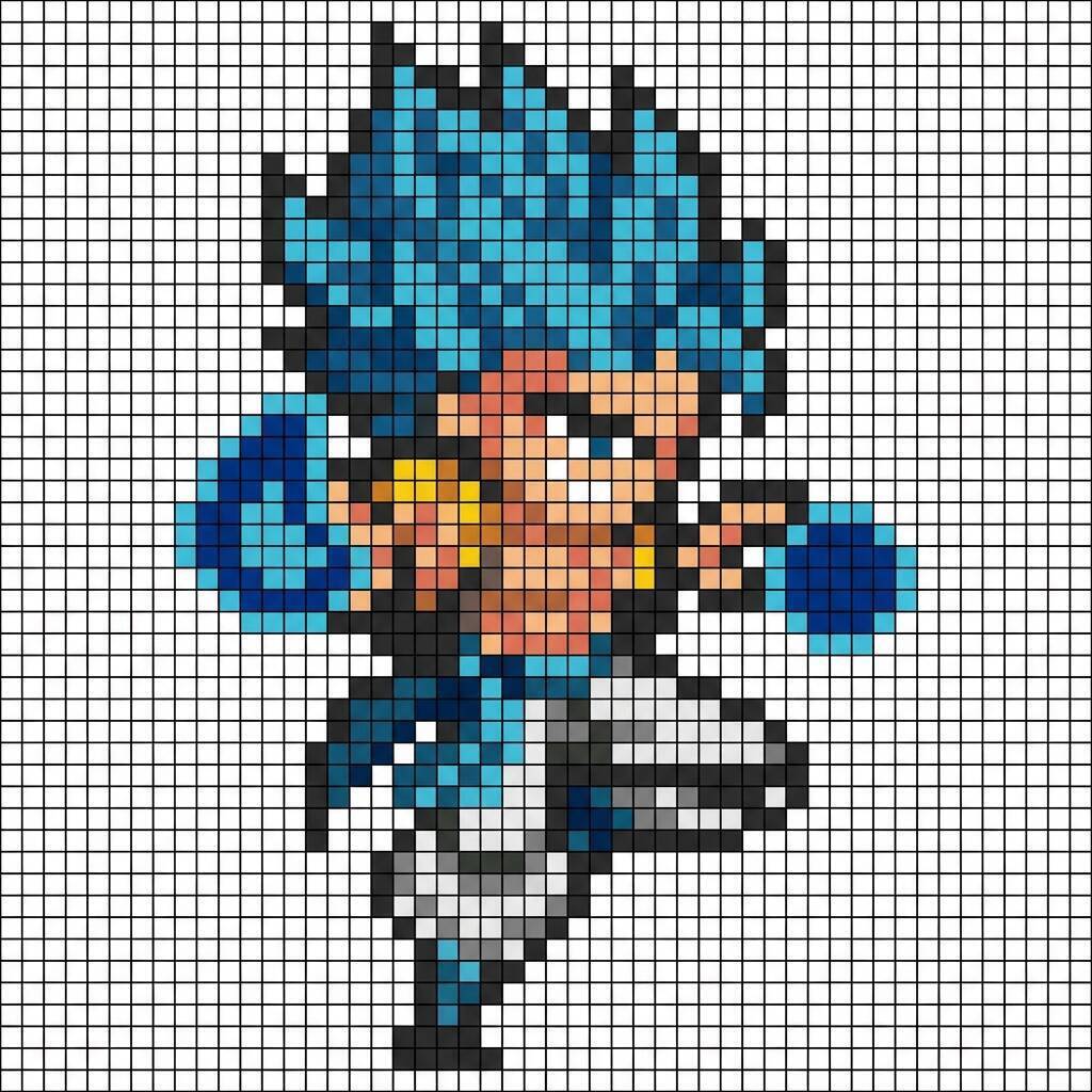Desenho Pixel Art do Goku Super Saiyajin para colorir