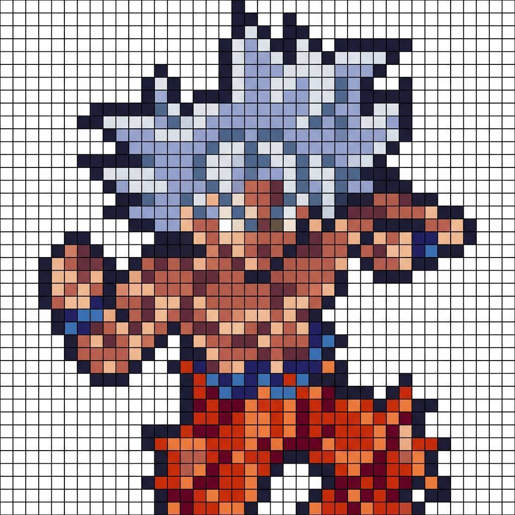 Desenho Pixel Art do Goku Super Saiyajin para colorir