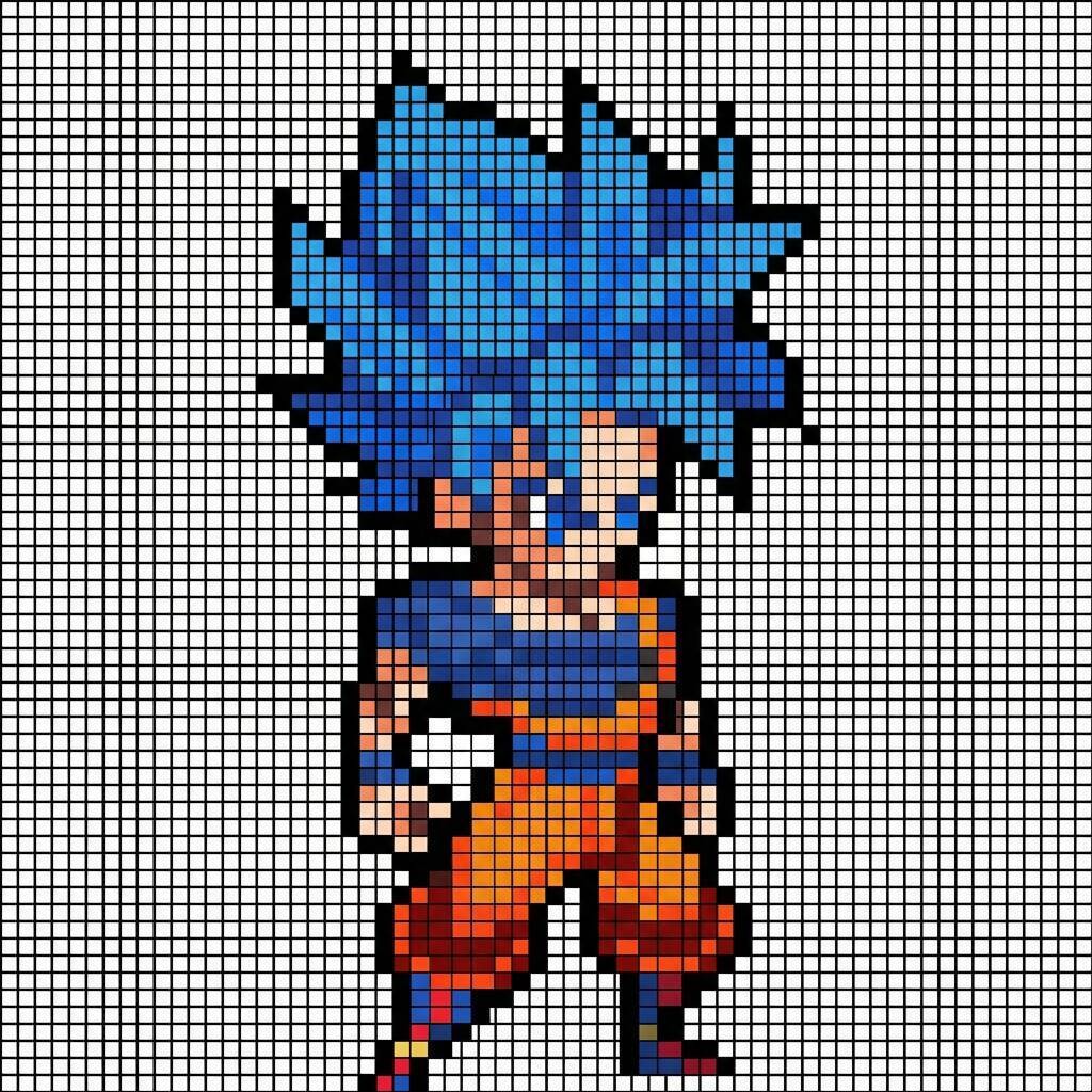 Desenho Pixel Art do Goku Super Saiyajin para colorir