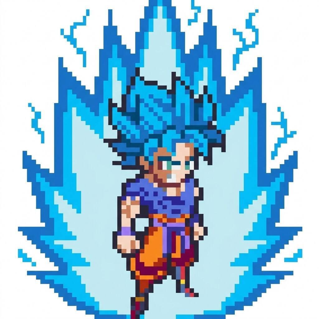 Desenho Pixel Art do Goku Super Saiyajin para colorir