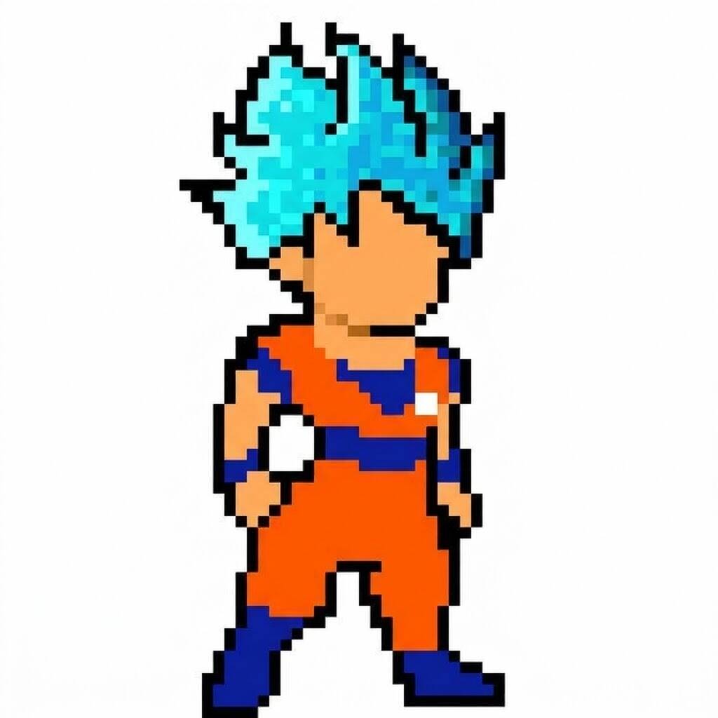 Desenho Pixel Art do Goku Super Saiyajin para colorir