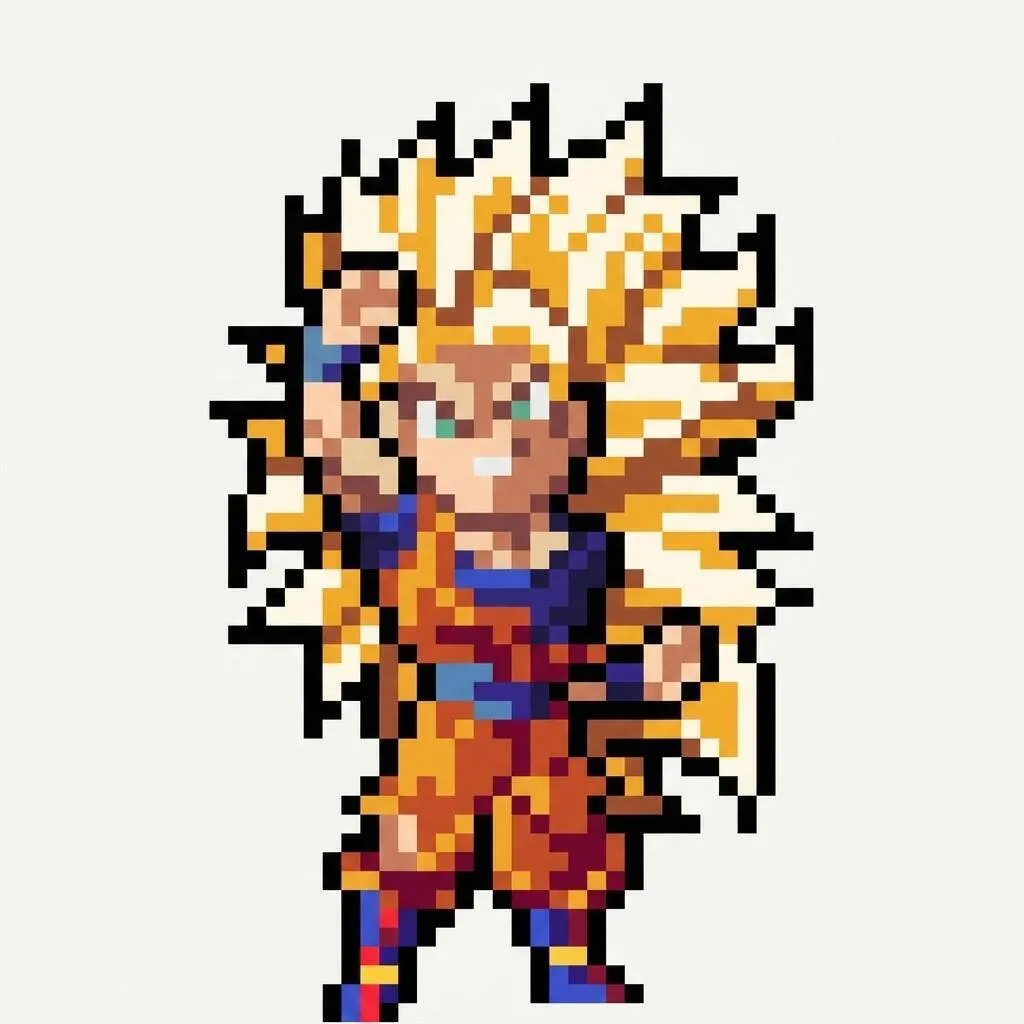 Desenho Pixel Art do Goku Super Sayajin para colorir