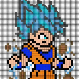 Desenho Pixel Art do Goku Super Sayajin para colorir