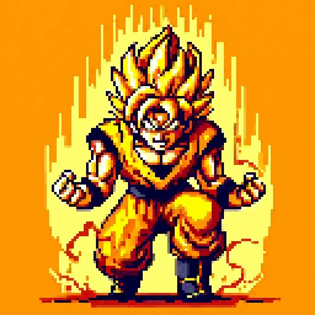 Desenho Pixel Art do Goku Super Sayajin para colorir