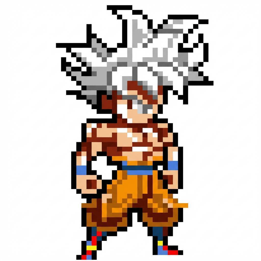 Desenho Pixel Art do Goku Super Sayajin para colorir