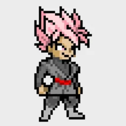 Desenho Pixel Art do Goku com cabelo rosa para colorir
