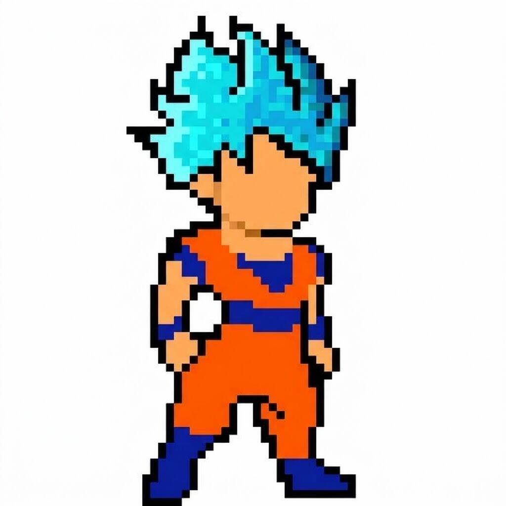 Desenho Pixel Art do Goku em estilo Fofo para colorir