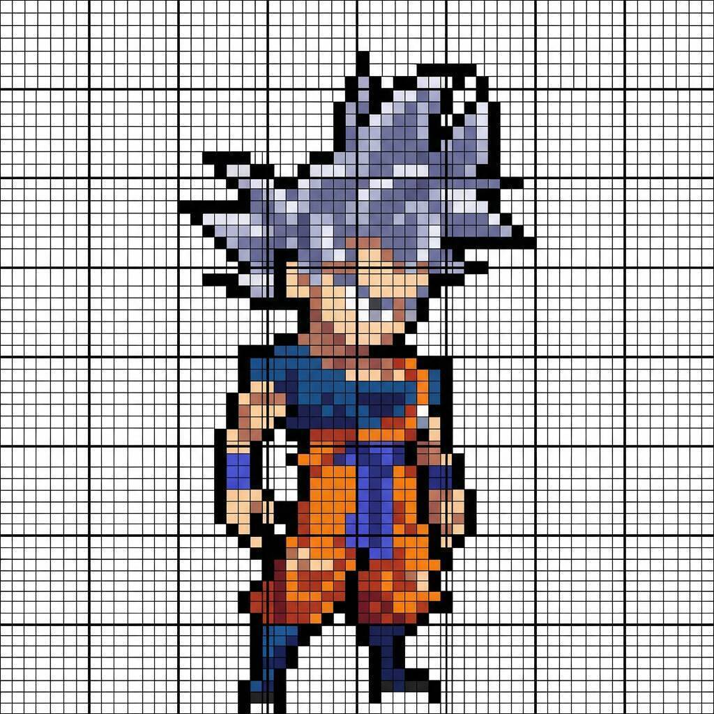 Desenho Pixel Art do Goku em estilo divertido para colorir