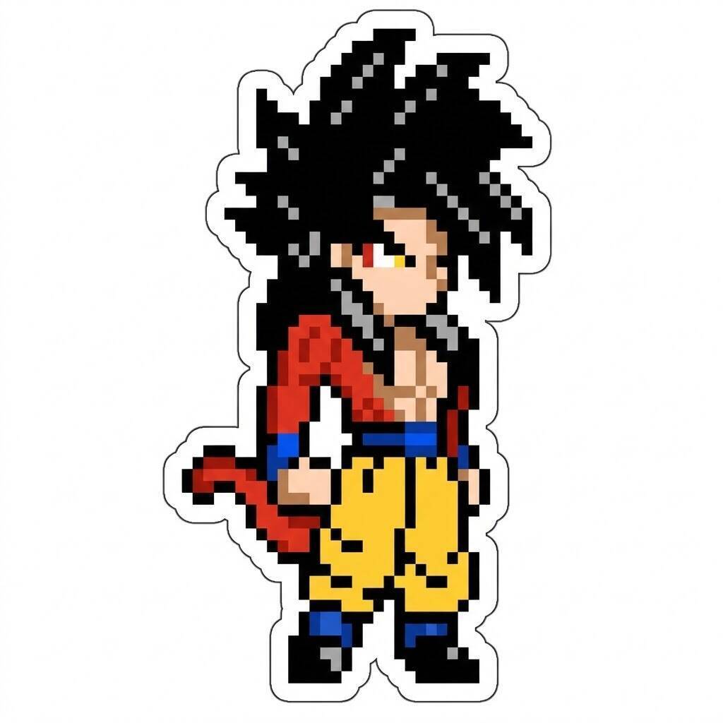 Desenho Pixel Art do Goku para colorir