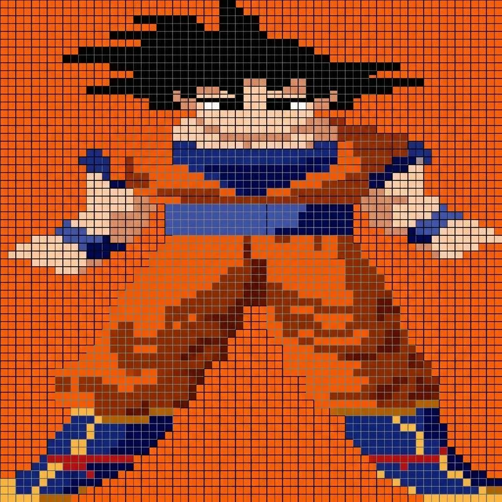 Desenho Pixel Art do Goku para colorir